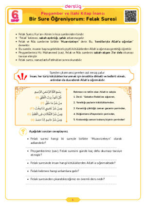 Bir Sure Öğreniyorum: Felak Suresi