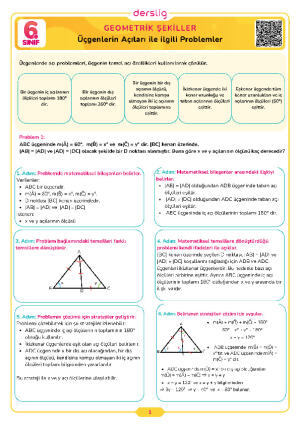 Üçgenlerin Açıları ile ilgili Problemler