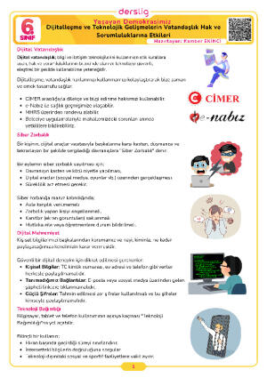 Dijitalleşme ve Teknolojik Gelişmelerin Vatandaşlık Hak ve Sorumluluklarına Etkileri