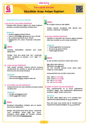 Sözcükler Arası Anlam İlişkileri