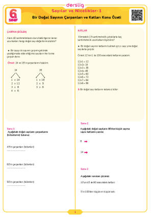 Bir Doğal Sayının Çarpanları ve Katları