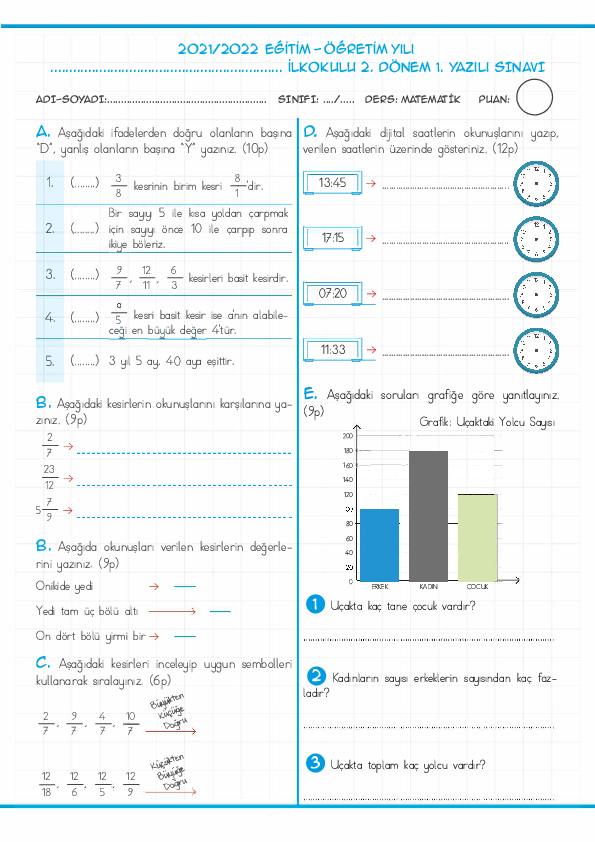 3. Sınıf Matematik DENEME SINAVI Konu Özeti - Derslig