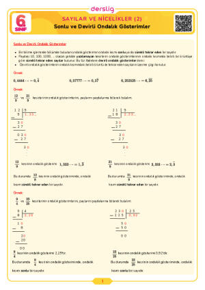 Sonlu ve Devirli Ondalık Gösterimler