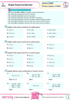 12. Zihinden Çarpma ve Bölme İşlemi
