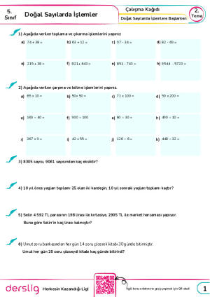 6. Doğal Sayılarda İşlemlere Başlarken