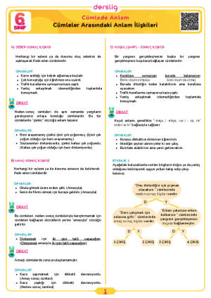Cümleler Arasındaki Anlam İlişkileri