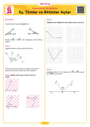 Eş, Tümler ve Bütünler Açılar