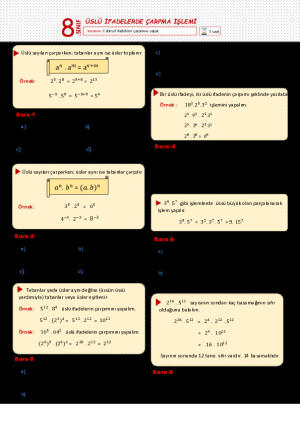 Üslü İfadelerde Çarpma İşlemi