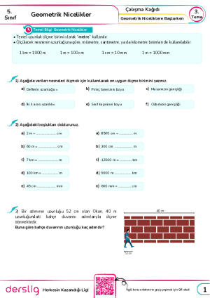 1. Geometrik Niceliklere Başlarken