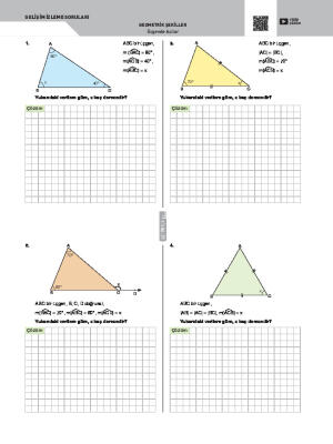 Üçgende Açı ve Kenarlarla İlgili Özellikler Gelişim İzleme Soruları