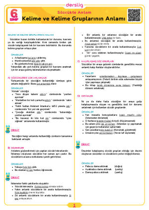 Kelime ve Kelime Gruplarının Anlamı