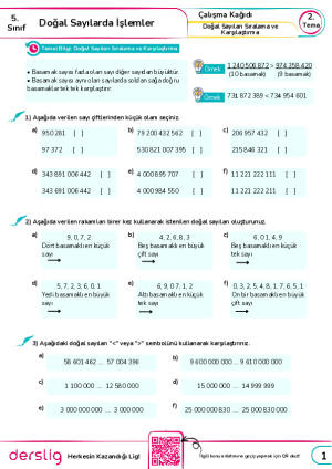 5. Doğal Sayıları Sıralama ve Karşılaştırma