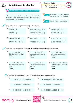 5. Doğal Sayıları Sıralama ve Karşılaştırma