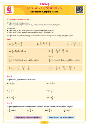 Kesirlerle Çarpma İşlemi