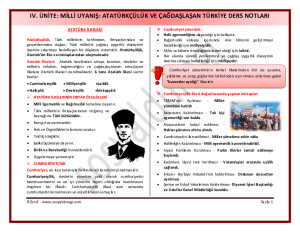 4.Ünite Atatürkçülük ve Çağdaşlaşan Türkiye Ders Notları