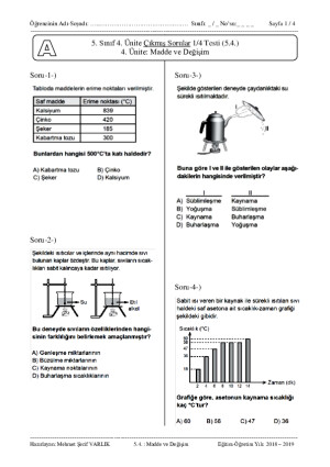 Madde ve Değişim Çıkmış Sorular