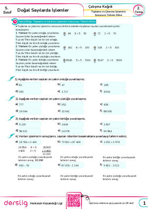 9. Toplama ve Çıkarma İşleminin Sonucunu Tahmin Etme