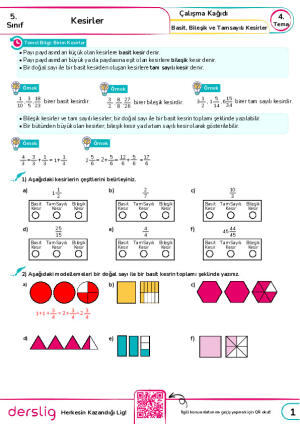 3.Basit, Bileşik ve Tam sayılı Kesirler