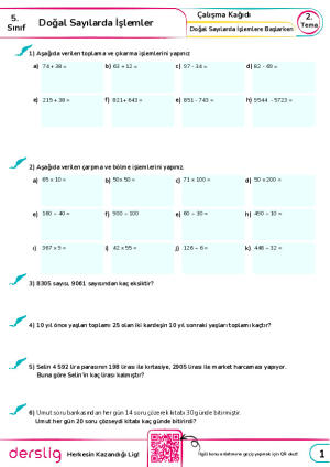 6. Doğal Sayılarda İşlemlere Başlarken