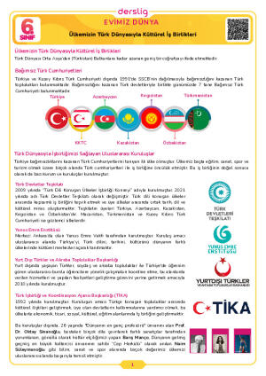 Ülkemizin Türk Dünyasıyla Kültürel İş Birlikleri