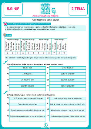 2. Çok Basamaklı Doğal Sayılar