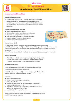 Anadolu'nun Yurt Edinme Süreci