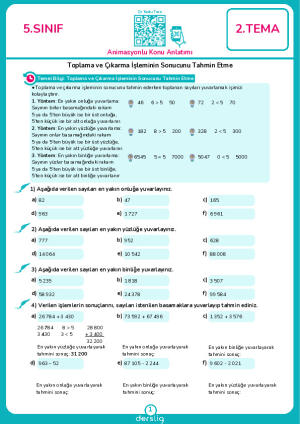 8. Toplama ve Çıkarma İşleminin Sonucunu Tahmin Etme