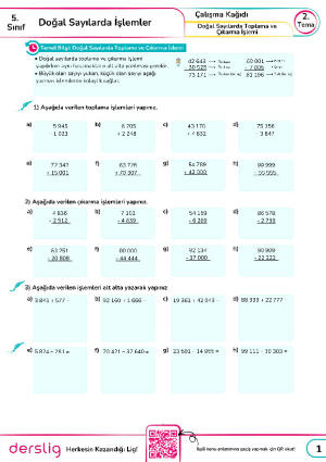 7. Doğal Sayılarda Toplama ve Çıkarma İşlemi