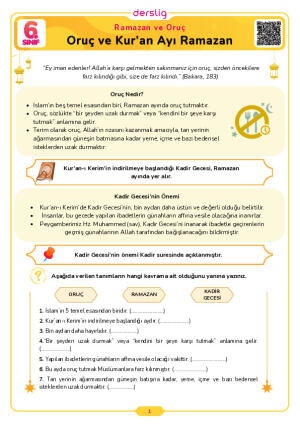 Oruç ve Kur’an Ayı Ramazan