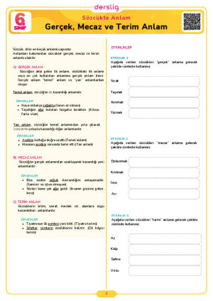 Gerçek, Mecaz ve Terim Anlam