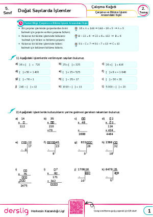 15. Çarpma ve Bölme İşlemi Arasındaki İlişki