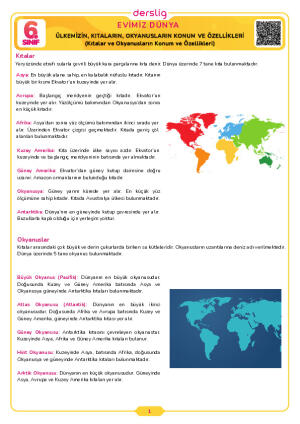 Kıtalar ve Okyanusların Konum ve Özellikleri