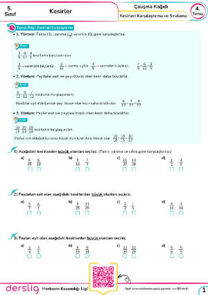 10. Kesirleri Karşılaştırma ve Sıralama