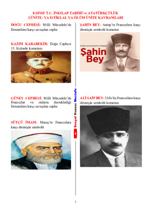 8. Sınıf T.C. İnkılap Tarihi ve Atatürkçülük 3. Ünite Kavramları PDF Dosyası