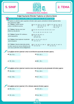 7. Doğal Sayılara Zihinden Toplama ve Çıkarma İşlemi