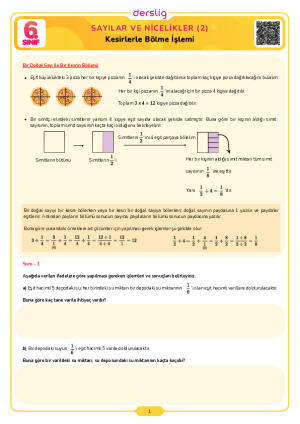 Kesirlerle Bölme İşlemi