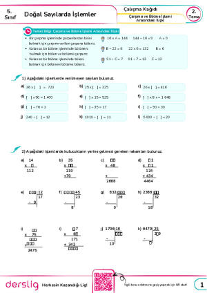 15. Çarpma ve Bölme İşlemi Arasındaki İlişki