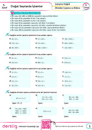 12. Zihinden Çarpma ve Bölme İşlemi