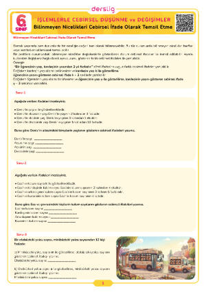 Bilinmeyen Nicelikleri Cebirsel İfade Olarak Temsil Etme