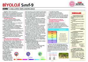 CANLILARIN SINIFLANDIRILMASI