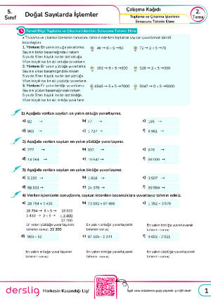 9. Toplama ve Çıkarma İşleminin Sonucunu Tahmin Etme