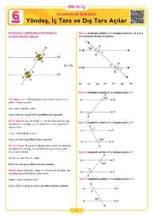 Yöndeş, İç Ters ve Dış Ters Açılar