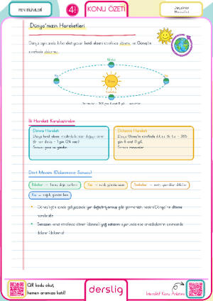 Dünya'mızın Hareketleri Defter Notu