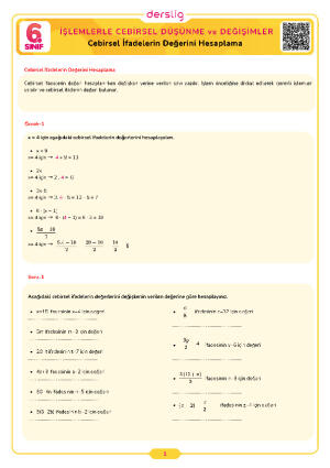 Cebirsel İfadelerin Değerini Hesaplama