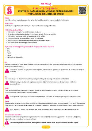 Kültürel Bağlarımız ve Toplumsal Birlikteliğimiz