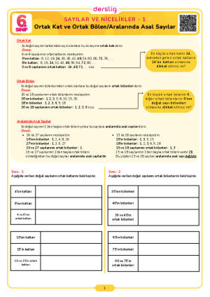 Ortak Kat ve Ortak Bölen/Aralarında Asal Sayılar