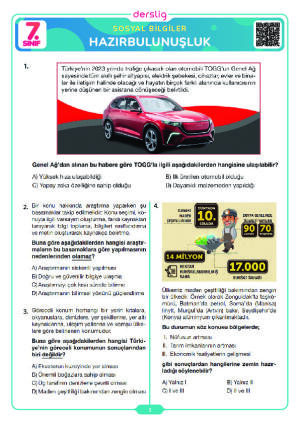 7. Sınıf Sosyal Bilgiler Hazırbulunuşluk Sınavı