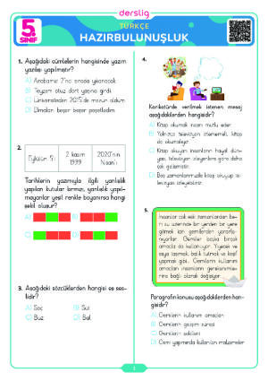 5. Sınıf Türkçe Hazırbulunuşluk Sınavı