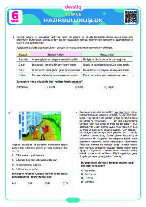 6. Sınıf Türkçe Hazırbulunuşluk Sınavı