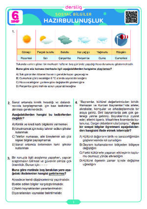 6. Sınıf Sosyal Bilgiler Hazırbulunuşluk Sınavı